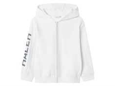 Hvid sweatcardigan med hætte og  Formel 1 print ærme fra Name It 13242797 bright white